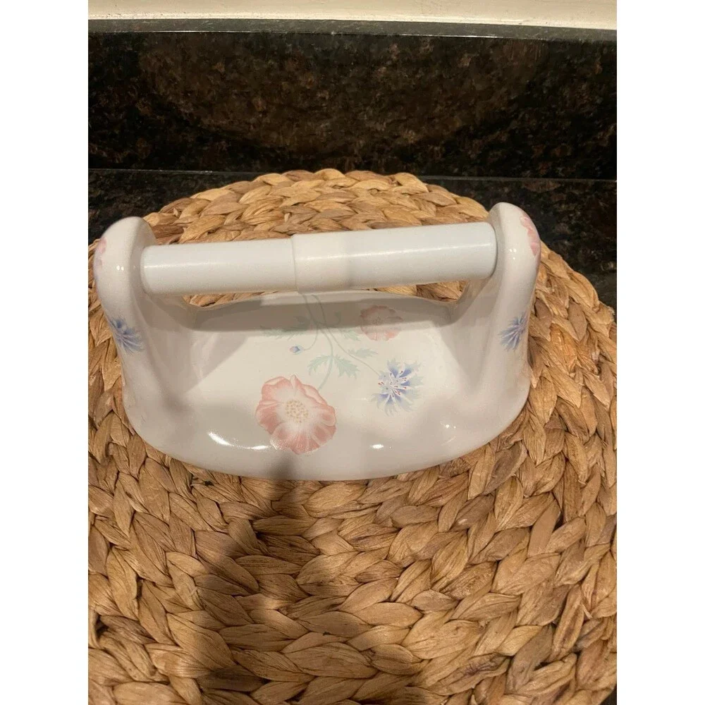 Vintage Porcelain Bathroom Floral Toilet Paper Holder